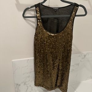 Express hunter green sequin top